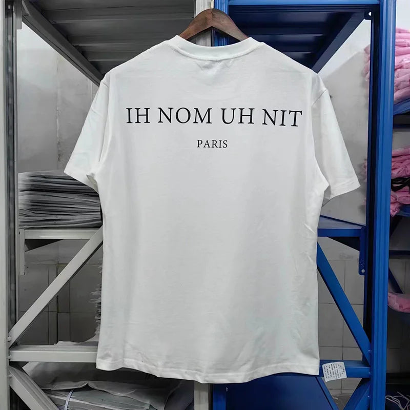 2024ss New IH NOM UH NIT T-shirt Masked Gold Necklace Printing Men Woman Good Quality Chaopai Top Tees Street King Limited