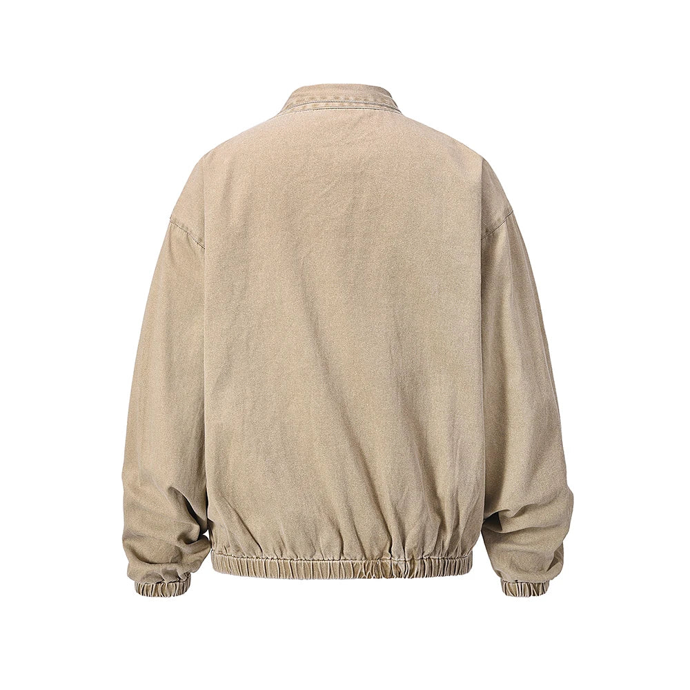 high street solid stand washed autumn jacket for men and women windbreaker baggy casual outwear coat oversized loose clothes urban fashion pants