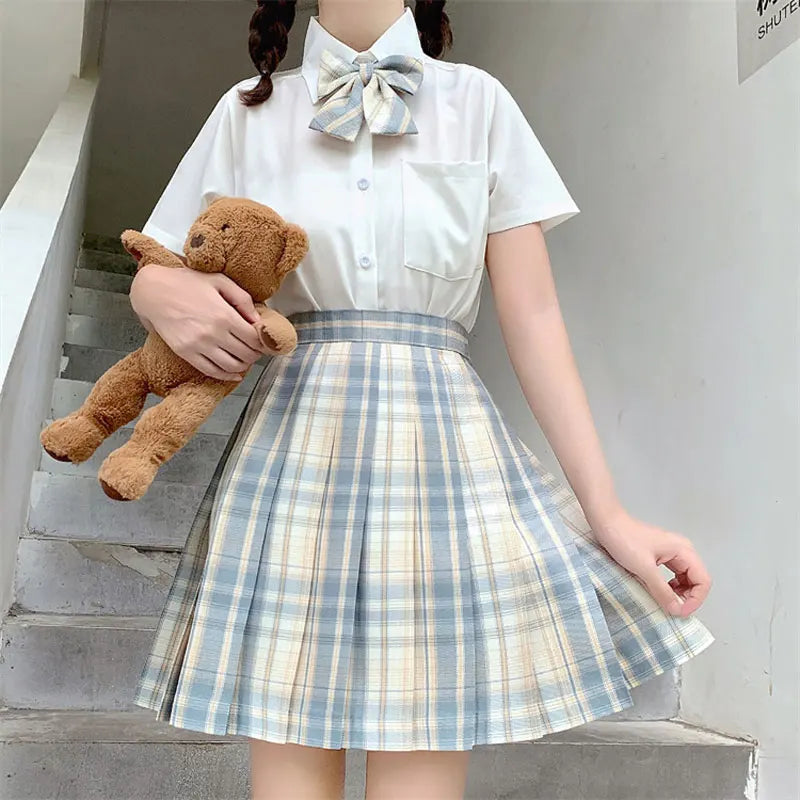 Jk Uniforms Gyaru School Uniform for Girl Student Pleated Skirt Uniform Set Women Short Sleeve Bow Tie Seifuku Japanese Style Street King Limited