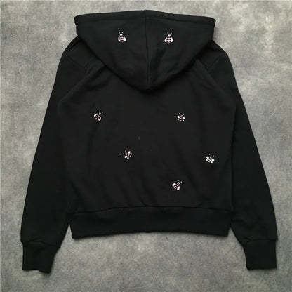 New luxury Men Novelty Embroidery bee Hoodies Hoody hooded Sweatshirts velvet Cotton Drake Thicken Fleece pullover Thicken E03 Street King Limited
