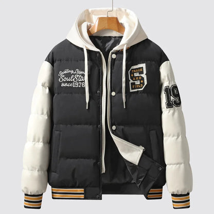 Winter Warm Parka Men Women Hooded Patchwork Baseball Jackets Embroidered Loose Casual Cotton-padded Fashion Outwear Couple New Street King Limited