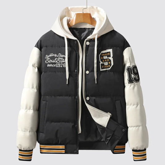 Winter Warm Parka Men Women Hooded Patchwork Baseball Jackets Embroidered Loose Casual Cotton-padded Fashion Outwear Couple New Street King Limited