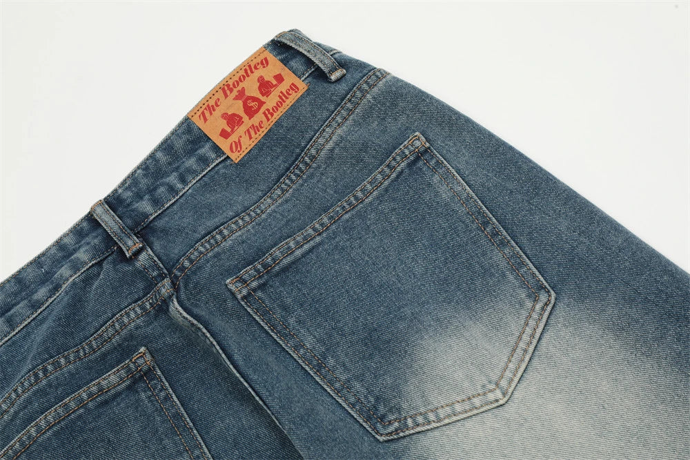 blue baggy jeans men letter printed straight denim pants fashion jeans male streetwear hip hop y2k loose trousers unique jeans style 4096
