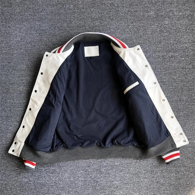 Leather Jacket Men Motorcycle Luxury Designer Embroidery Short Biker Baseball Jackets Y2k Streetwear Winter Bomber Coat White Street King Limited
