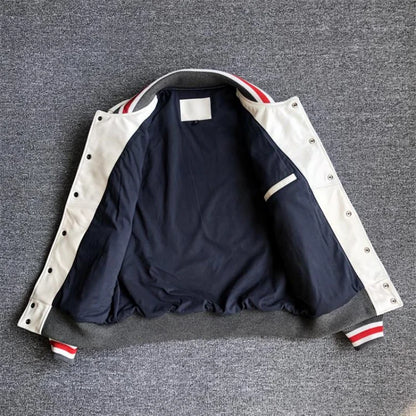 Leather Jacket Men Motorcycle Luxury Designer Embroidery Short Biker Baseball Jackets Y2k Streetwear Winter Bomber Coat White Street King Limited
