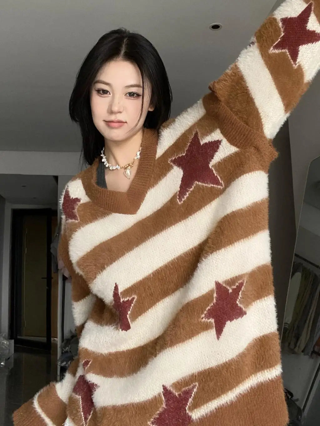 Punk Gothic Long Sweater Women Furry Knitted Sweaters Y2K Streetwear Loose Hollow Out Detachable Pullovers Harajuku Sexy Tops Street King Limited