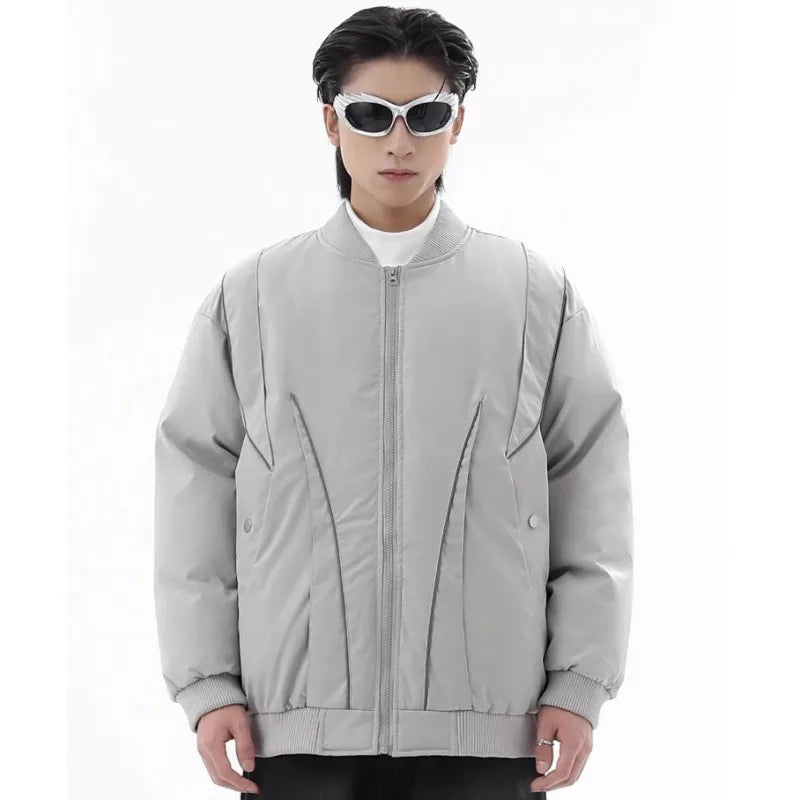 Winter Thickening Flying Baseball Uniform Solid Multi Pocket Simplicity Warm Cotton Jacket 2024 New Streetwear Male Parkas Street King Limited
