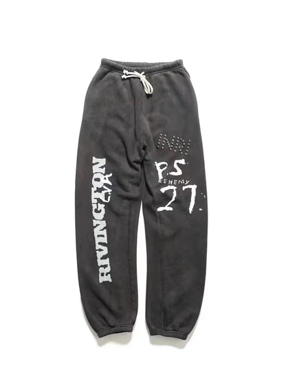 24ss rrr123 gymno high street heavyweight best quality cotton gradient washed distressed drawstring casual sport pants leggins unique default style 4676