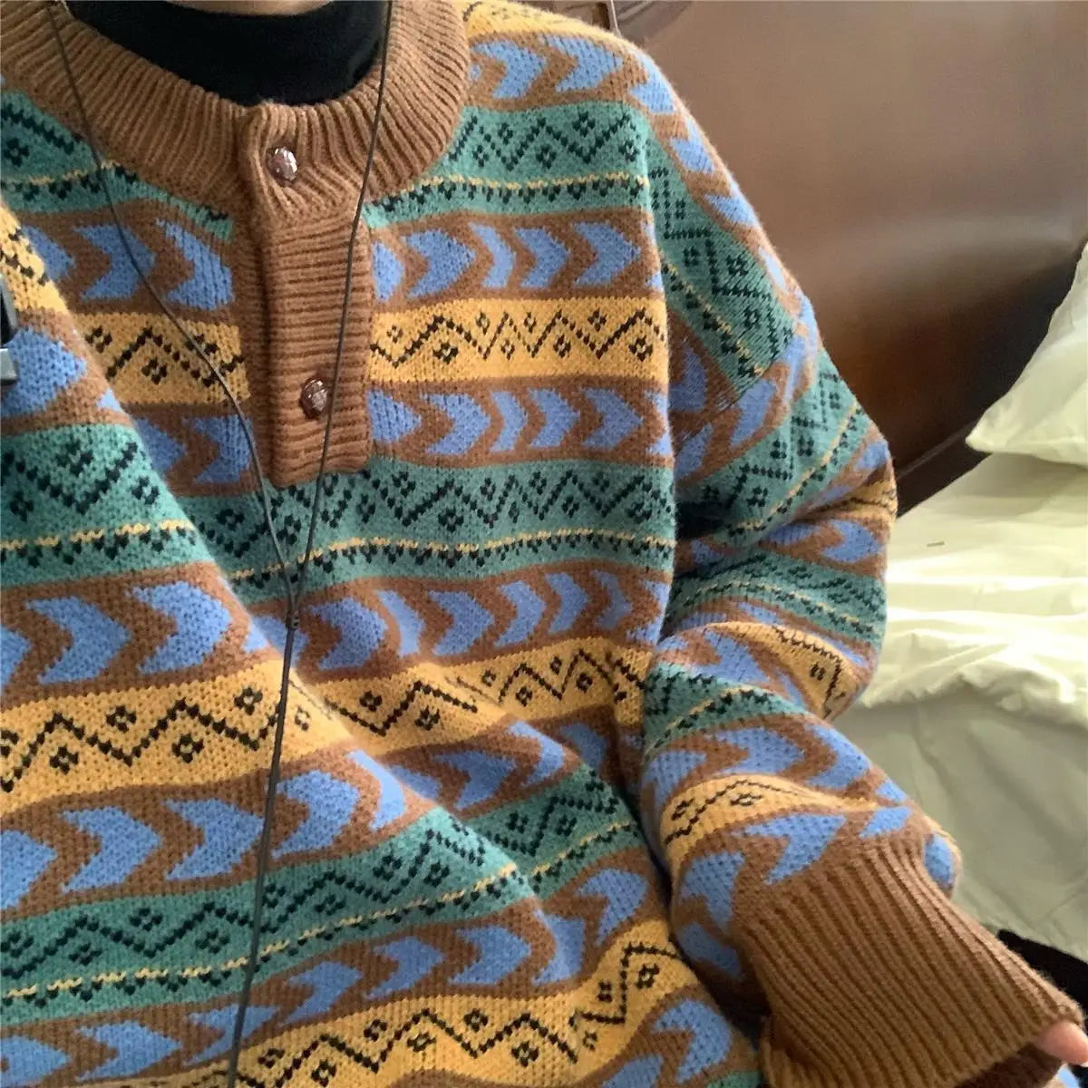 American autumn and winter men and women trendy personality lazy sweater couple loose retro casual round neck Harajuku knitted Street King Limited