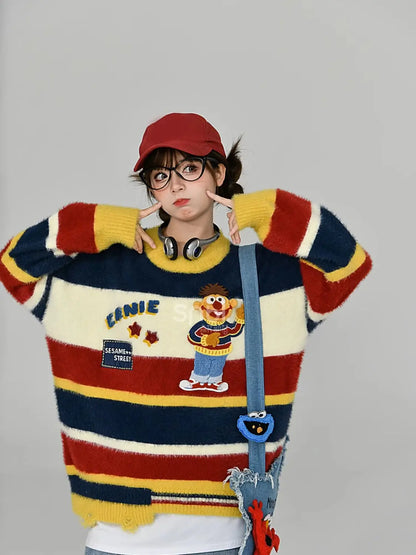 2024 autumn/winter new retro sweater paired with Harajuku pattern t-shirtoversized t-shirt professional choice for warm lining Street King Limited