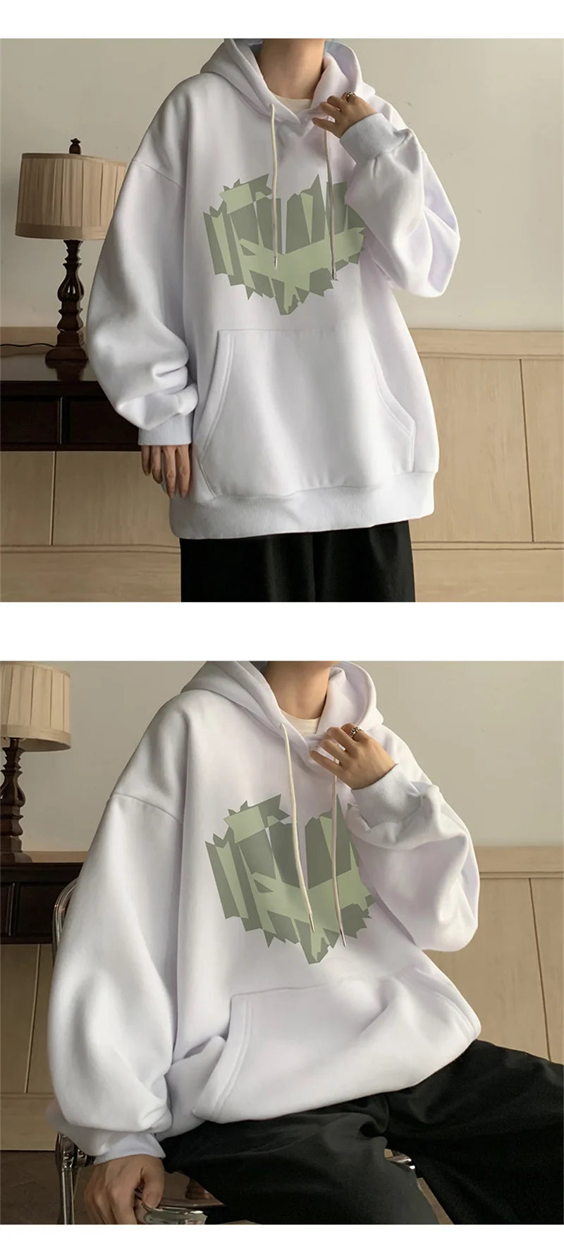 Autumn New Love Graphic Print Hoody Sweatshirts Man Hip Hop Oversized Streetwear Pullover Hoodies Y2K Vintage Casual Clothes Street King Limited