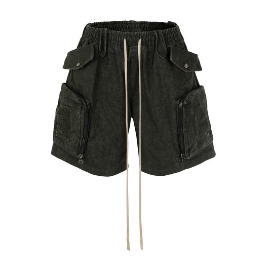 Heavy Industry Tie Dyed Canvas Washed Shell Shorts for Men and Women Wide Leg Baggy Cargo Short Oversize Loose Knee Length Pants Street King Limited