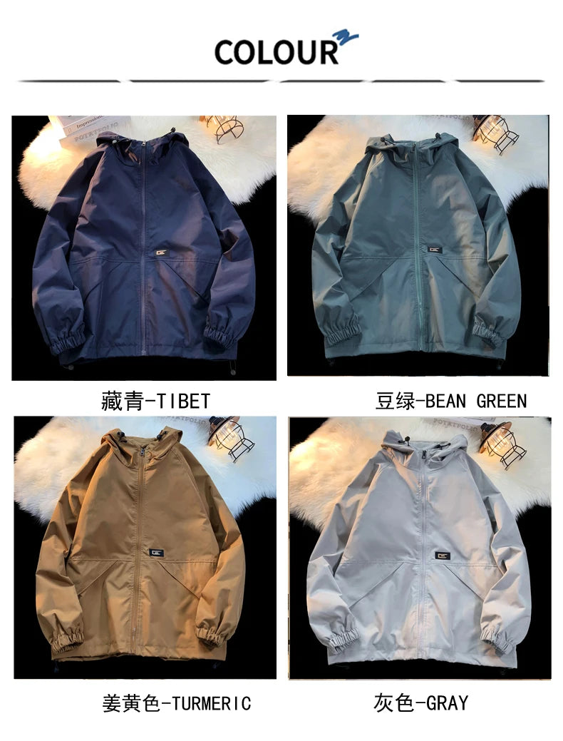 mens windbreaker solid color jackets outerwear tactical waterproof pilot coat men sports jacket autumn large size hoodie coats unique default style 5681