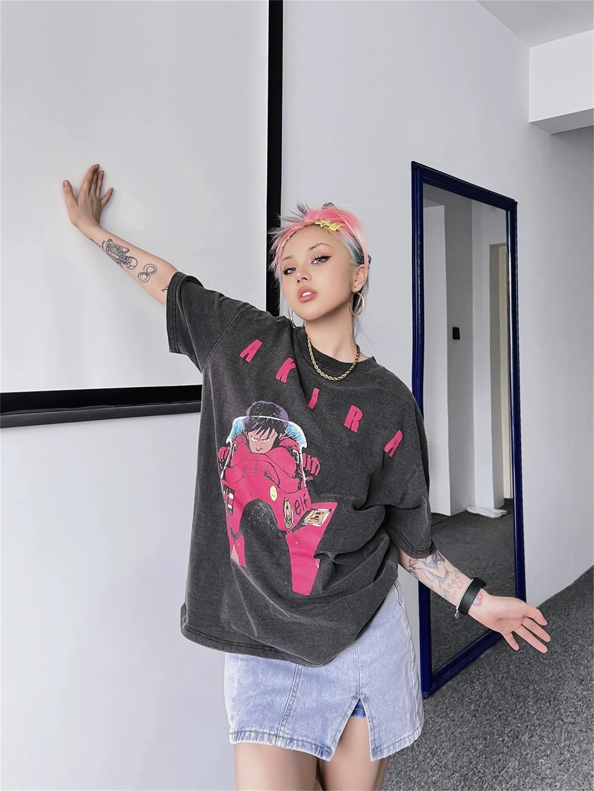 24ss Summer Vintage Retro Anime Printing High-Street T-Shirt Tops Street King Limited