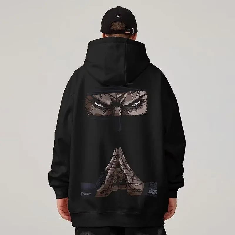 Funny Anime Ninja Mudra Graphic Printed Hoodies For Men Hip Hop Streetwear Pullovers Hooded Sweatshirts Y2K Goth Fashion Hoody Street King Limited