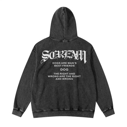Rainbowtouches Washed Hoodie Vintage Oversized Men High Street Dog Printing Fashion Hip Hop Unisex Loose Men's Graphic Hoodies Street King Limited