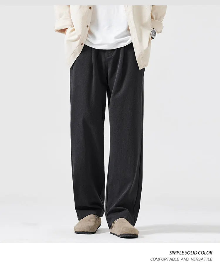 simple casual pants mens spring autumn loose fashion straight wide leg plus size pants cityboy streetwear trousers unique default style 2140