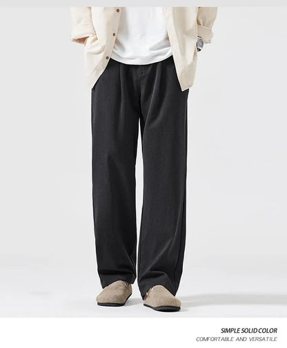 simple casual pants mens spring autumn loose fashion straight wide leg plus size pants cityboy streetwear trousers unique default style 2140