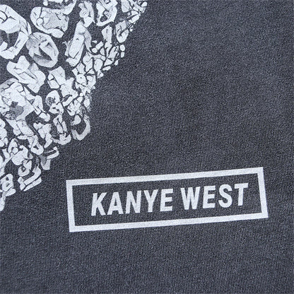 Vintage Retro KANYE WEST ALBUM Print High-Street Hip-Pop Cotton Washed Casual Oversized Tops T-Shirt Street King Limited
