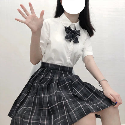 Jk Uniforms Gyaru School Uniform for Girl Student Pleated Skirt Uniform Set Women Short Sleeve Bow Tie Seifuku Japanese Style Street King Limited