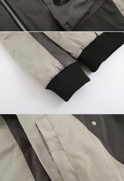 multi pocket bomber jacket men vintage loose varsity coat fashion korean patchwork baseball pilot outerwear unisex spring autumn unique default style 3731