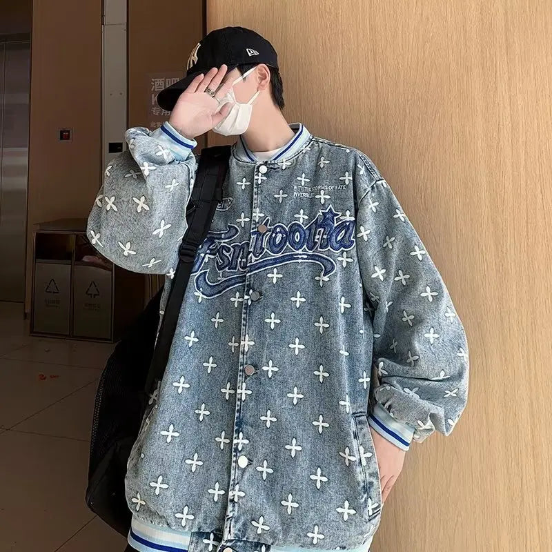 2024 japanese college mens jackets letter print harajuku fashion couple coats high street unisex baseball uniform trend y2k minimalist street pants