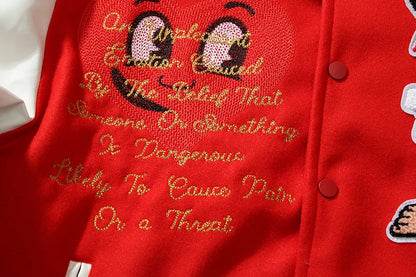 high street color block graffiti embroidery baseball jacket mens leather sleeve woolen patchwork stand oversized winter coats unique default style 937