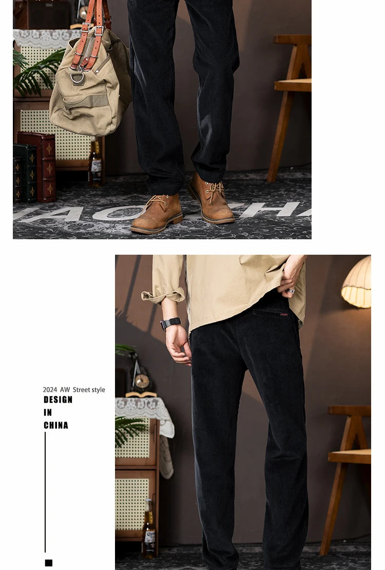 men american retro casual pure cotton corduroy pants japanese streetwear amikaji fashion straight cargo pant trouser unique cargo style 1884