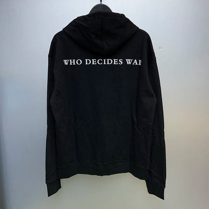New WHO DECIDES WAR Hoodies Men Woman Deep Blue Oversized Vintage Eagle Printing Trend Hip Hop Hooded Hoodies Street King Limited