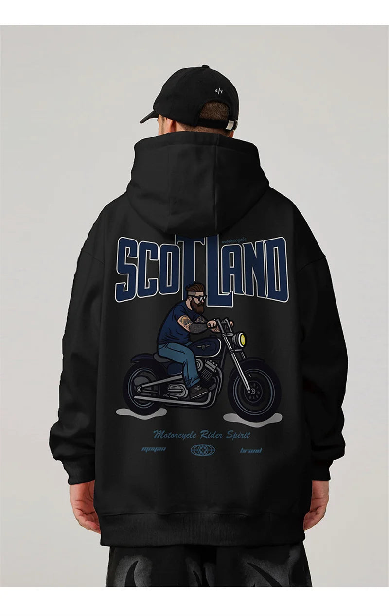 Autumn Motorcycle Men's Printed Hoodies Hip Hop Fashion Streetwear Baggy Sweatshirts Hombre Vintage Pullover Fleece Y2K Hoodie Street King Limited