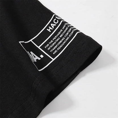 New HACULLA T-shirt Men Woman Chaopai Graffiti Street Art Printing Summer Loose Casual O-Neck Cotton Top Tees Street King Limited