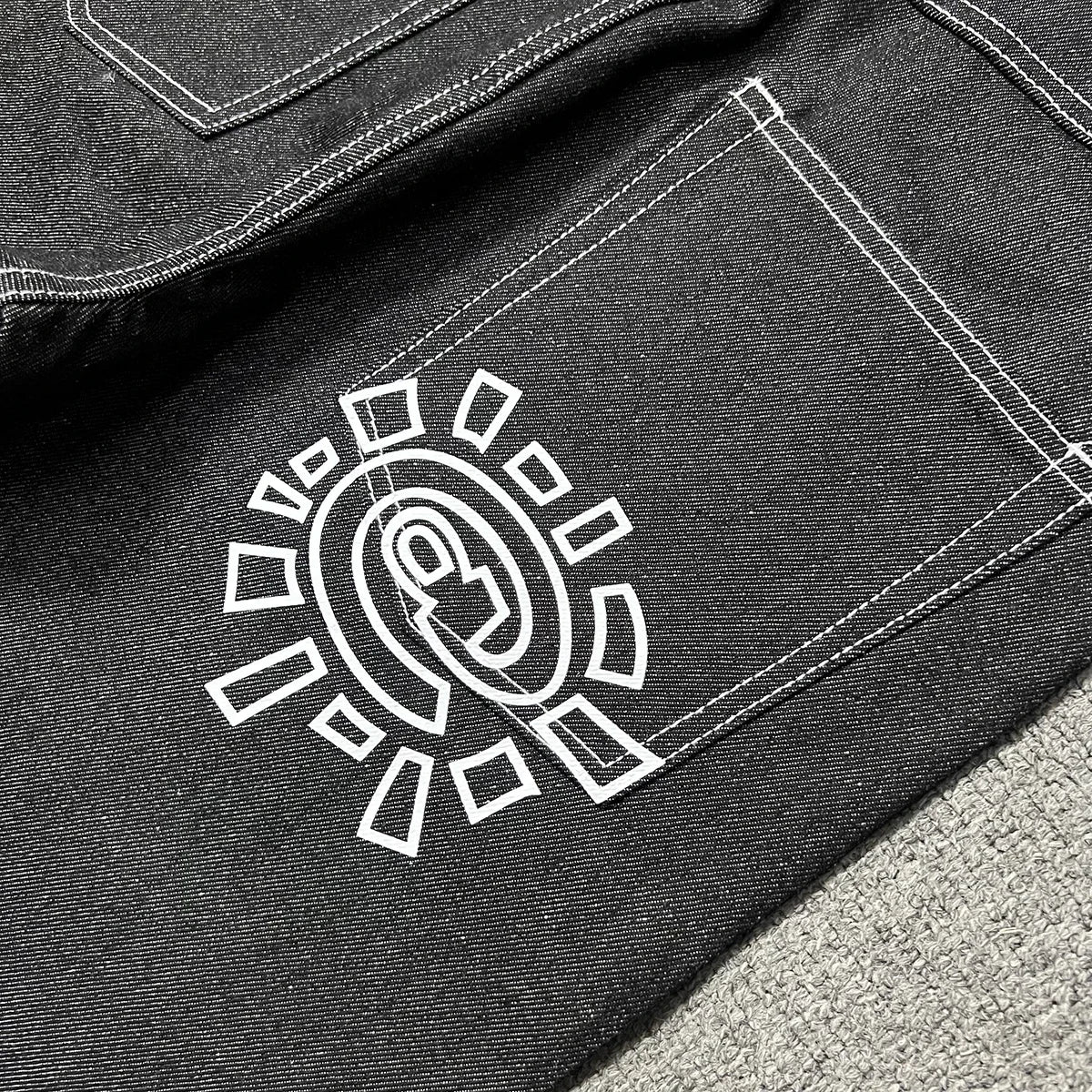 Streetwear Black Logo Print Black Baggy Jeans for Men and Women Straight Casual Loose Denim Trousers Oversized Cargo Pants Street King Limited