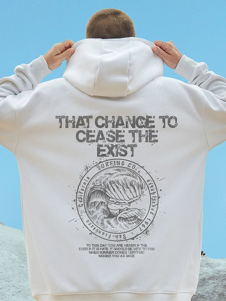 Wave Graphics Letter Print Loose Casual Fleece Hoodies For Men Autumn Retro High Street Oversized Hooded Sweatshirts Y2K Clothes Street King Limited