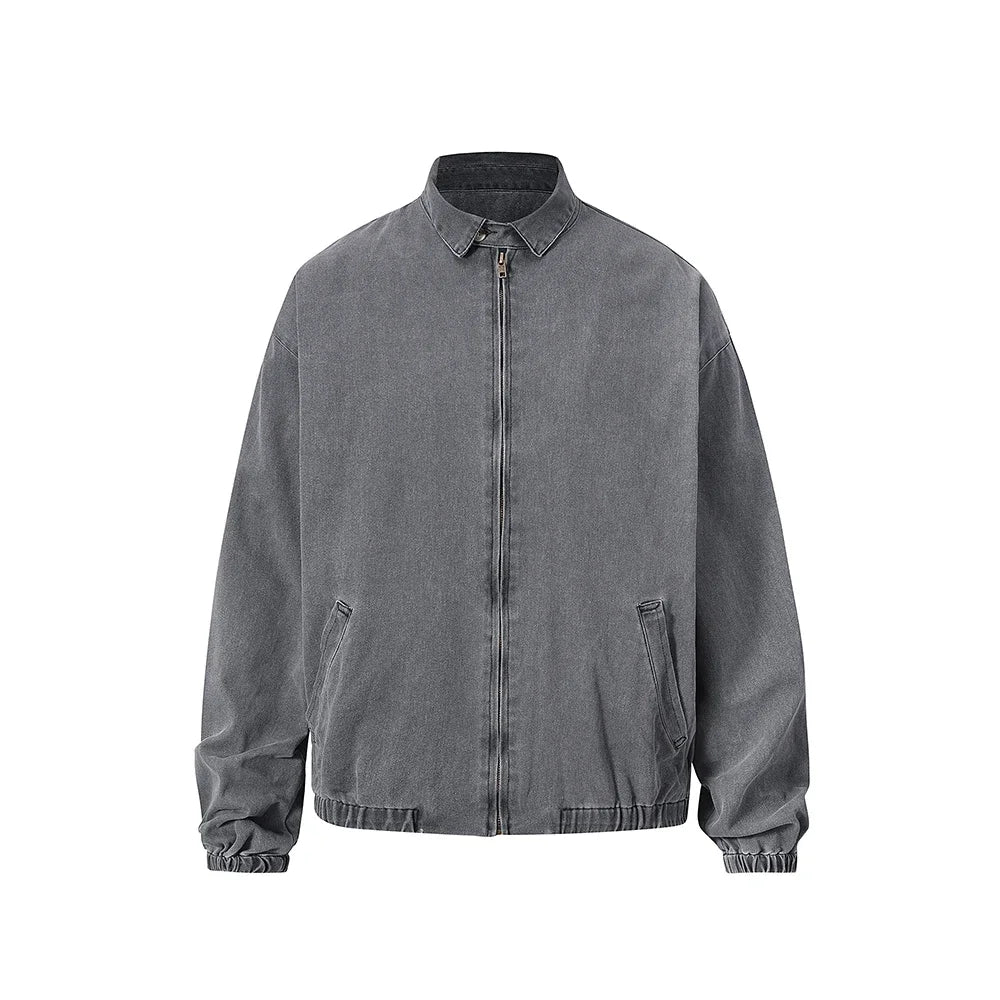 high street solid stand washed autumn jacket for men and women windbreaker baggy casual outwear coat oversized loose clothes 1 relaxed fit trousers