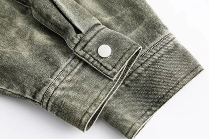 motorcycle hip hop mens cowboy jackets autumn 2024 embroidered washed trend denim coats stand collar color blocking outwear unique jeans style 2774