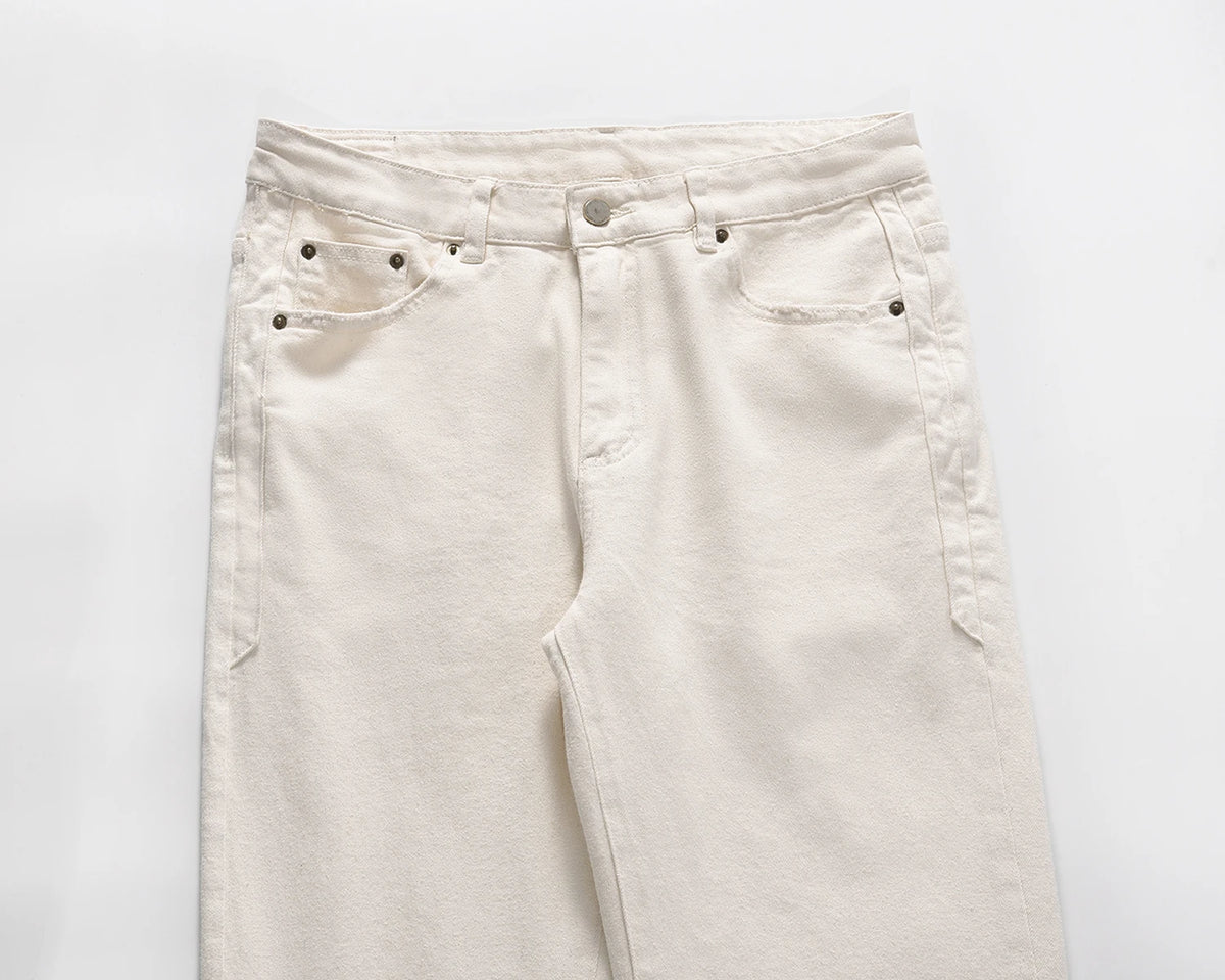 high street white color solid cleanfit casual jeans for men straight baggy pockets loose cargo pants y2k oversize denim trousers baggy cargo bottoms
