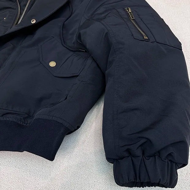 2024AW new cotton dress solid color hooded multi-pocket jacket Street King Limited