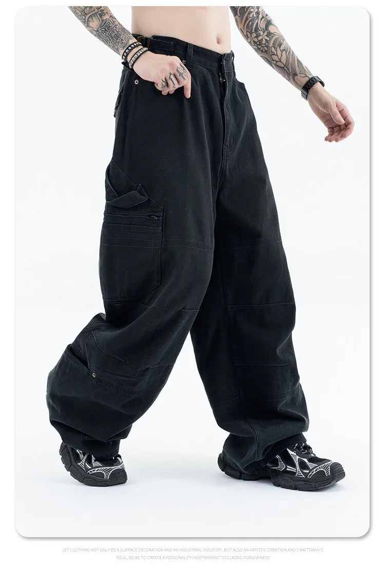 Washed and worn multi-pocket cargo jeans Street King Limited