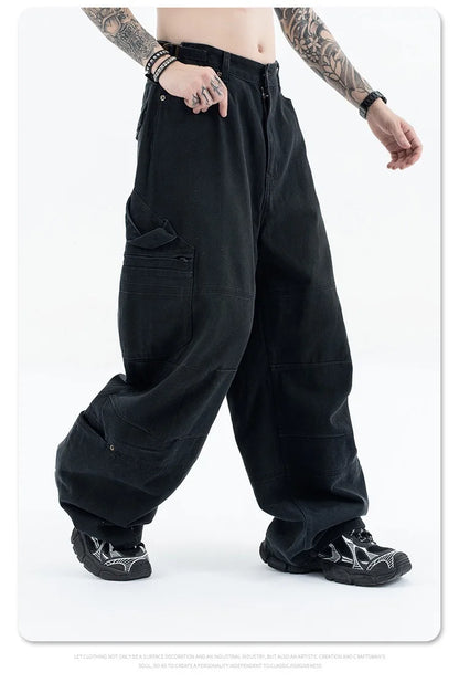 Washed and worn multi-pocket cargo jeans Street King Limited