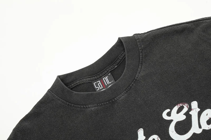 Black White Blue SAINT T-shirt Men Woman Good Quality Vintage Cartoon Pattern Printing Loose Casual Top Tees Street King Limited
