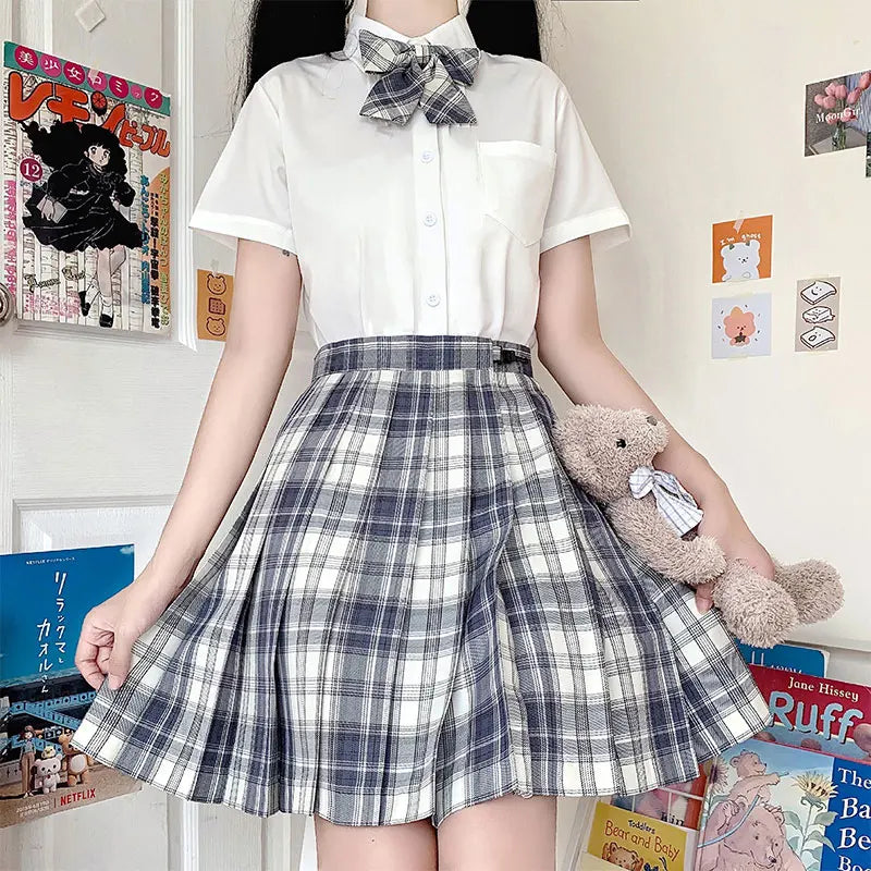 Jk Uniforms Gyaru School Uniform for Girl Student Pleated Skirt Uniform Set Women Short Sleeve Bow Tie Seifuku Japanese Style Street King Limited