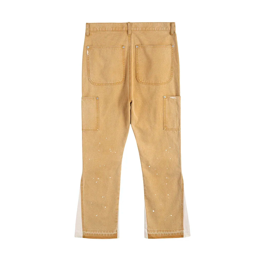 high street spliced speckled ink micro flare pants for men and women patchwork baggy jeans ropa hombre casual denim trousers 2 unique jeans style 1125