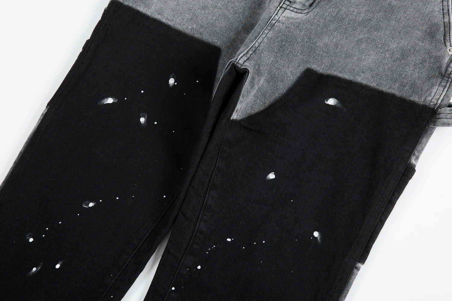 y2k spliced speckled ink patchwork baggy micro flare jeans pants for men streetwear pantalones hombre casual oversized cargos unique cargo style 3469