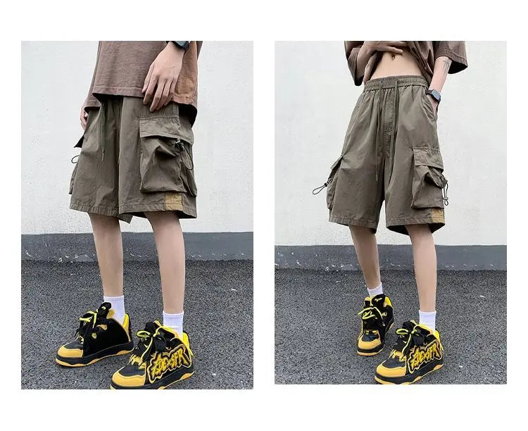 Korean style functional casual work shorts men summer Y2K street hip hop casual trendy brand ins mid pants beach sports pants Street King Limited