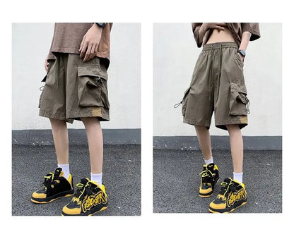 Korean style functional casual work shorts men summer Y2K street hip hop casual trendy brand ins mid pants beach sports pants Street King Limited