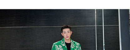 men sequin embroidery velvet loose casual 2 pieces suits blazers jacket pant sets stage party dress suits performance costumes unique default style 2724