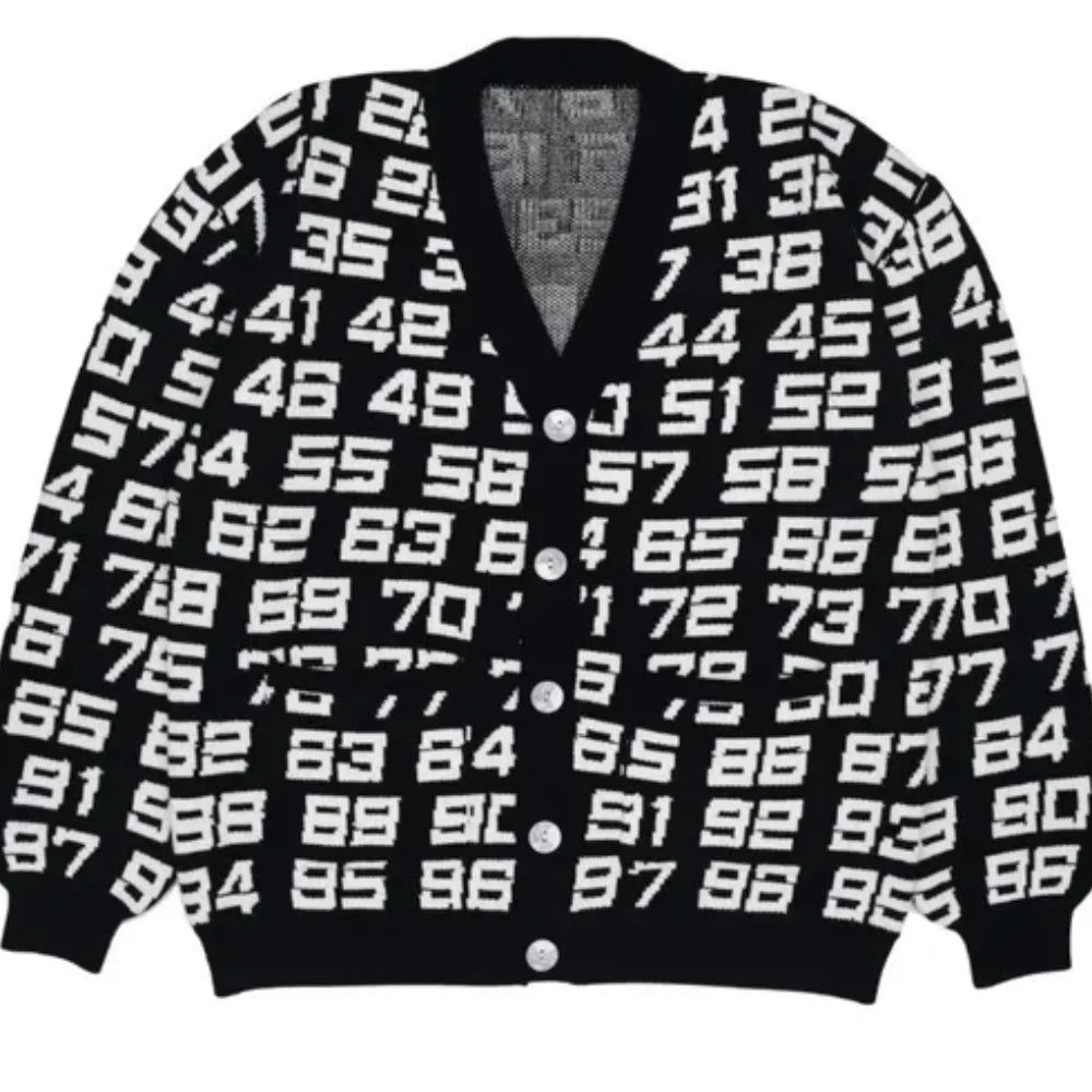 Jacquard pattern retro high street top warm Y2k women's sweater pullover knitted cardigan button super street top Street King Limited