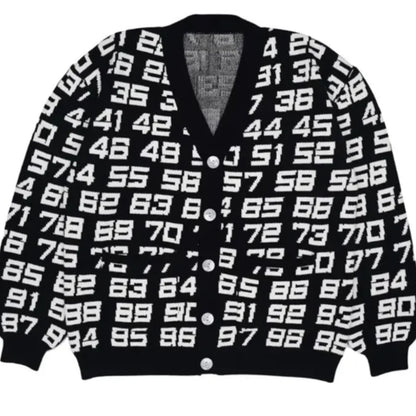 Jacquard pattern retro high street top warm Y2k women's sweater pullover knitted cardigan button super street top Street King Limited