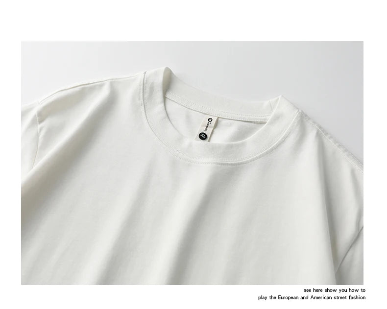 Cotton Long-Sleeved T-Shirt Men's Spring And Autumn Basic Solid Color Inner Loose Sweatshirt Men's White Bottoming Shirt Street King Limited