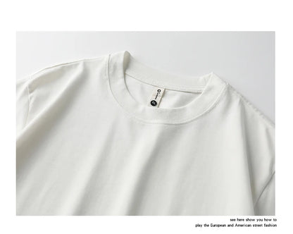 Cotton Long-Sleeved T-Shirt Men's Spring And Autumn Basic Solid Color Inner Loose Sweatshirt Men's White Bottoming Shirt Street King Limited